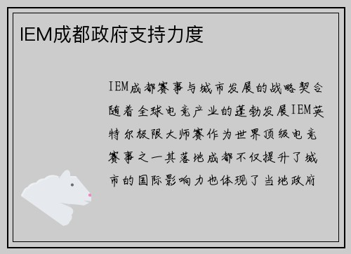 IEM成都政府支持力度