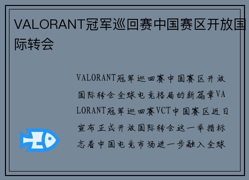 VALORANT冠军巡回赛中国赛区开放国际转会